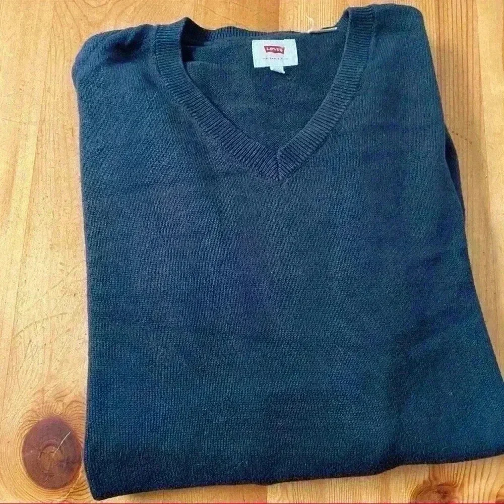 Levi’s V-Neck Sweater Cotton Mens L Black